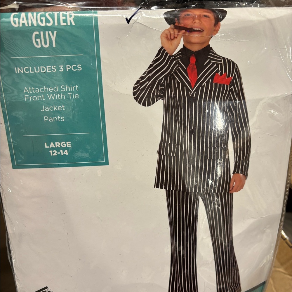 Kids' Large Mafia Mob Gangsta Guy 10-14 Suit Costume
